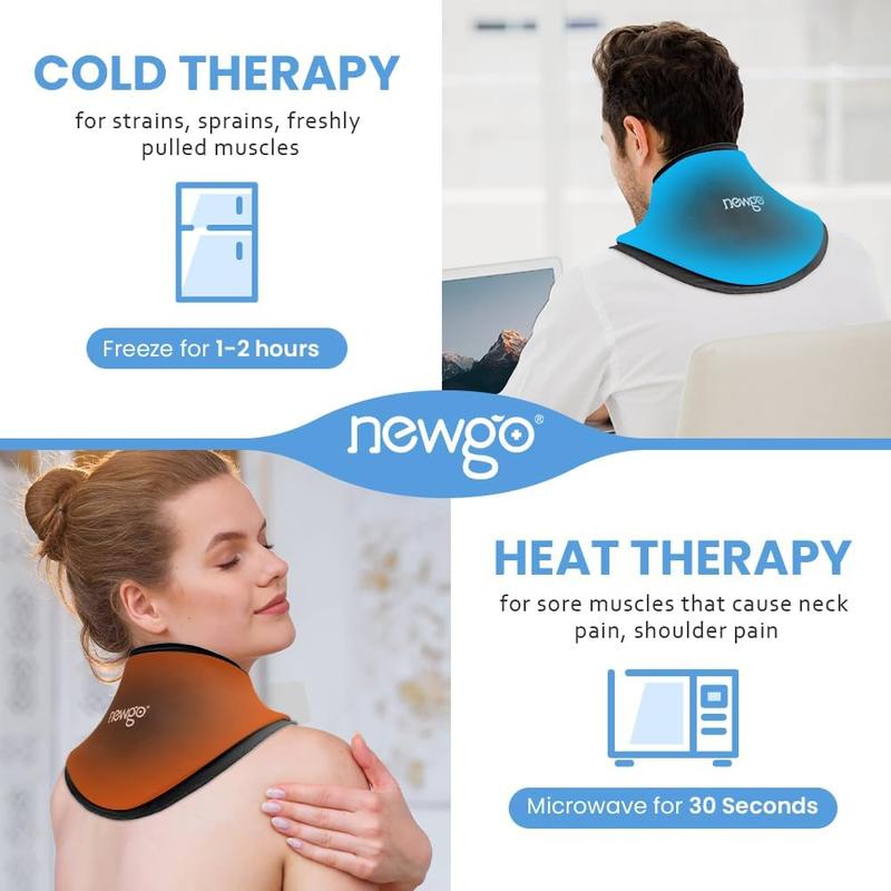 Neck Ice Pack Wrap Reusable Ice Packs for Neck Pain Relief, Cervical Ice Pack for Injuries, Swelling, Sprains, Neck Stiffness and Cervical Surgery Recovery (Black)