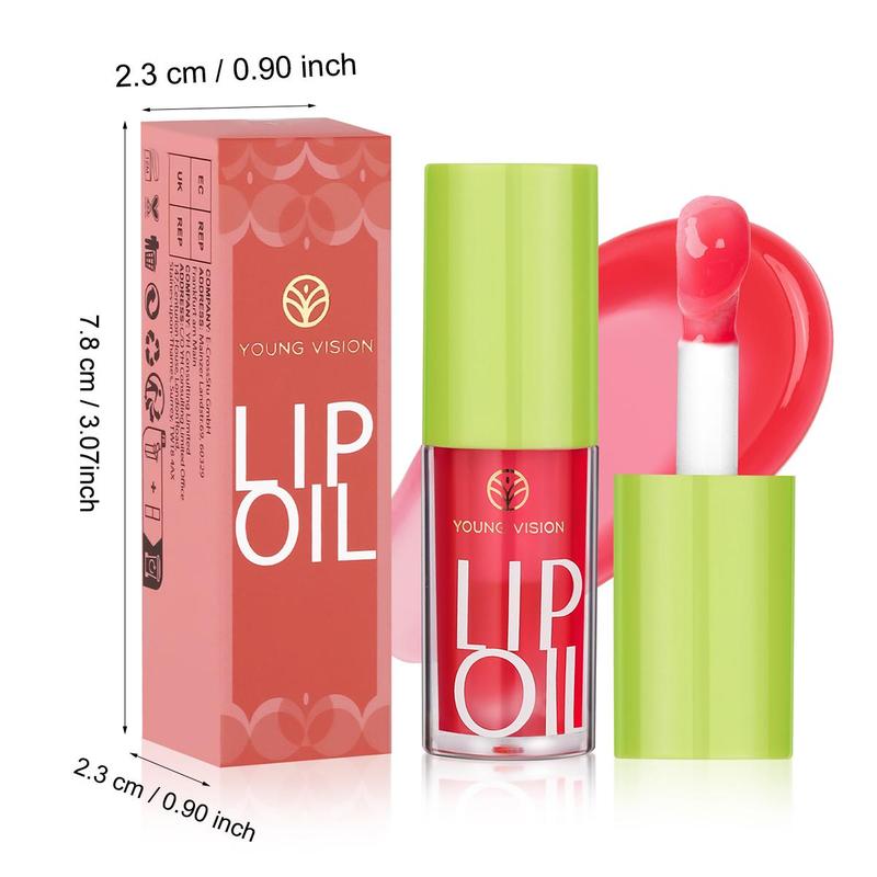 YOUNG VISION Transparent Lip Oil, Plumping & Smoothing Glossy Lip Tint, 6 Shades for Hydrated Lips