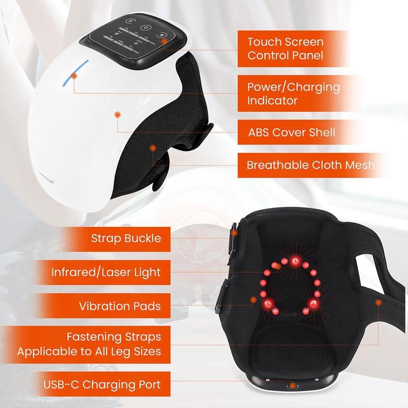 Electric Knee Massager, USB Rechargeable Knee Massager with LED Light & Touch Screen, Portable Knee Massage Machine for Home & Travel, Christmas, Fall, Ideal Winter Gift