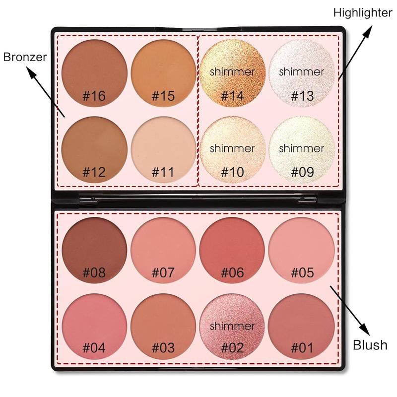 16 Colors Contour Palette Make up - Blush Highlighters Bronzer Powder  in one Makeup Palettes Contour Kit - Face Cosmetics Gifts for Women Beauty for Festivals