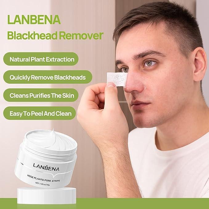 Lanbena Blackhead Whiteheads Remover Mask Facial Peeling Nose Strip Acne Deep Cleansing 30g All Skin Types