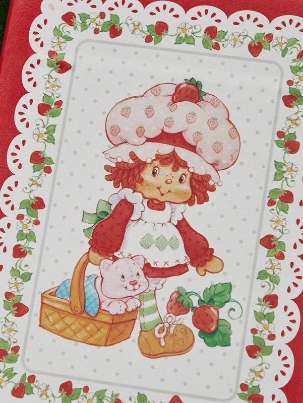 Strawberry Shortcake Cartoon Character & Strawberry Patterned Portable Folding Vanity Mirror