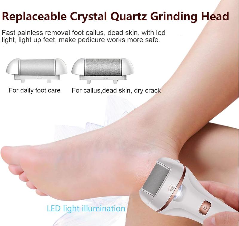 Electric Foot Callus Remover, File Pedicure Tools Kit for Feet Care, Rechargeable Dead Skin Remover Dry Crack with 2 Speed, Battery Display, LED Light Design