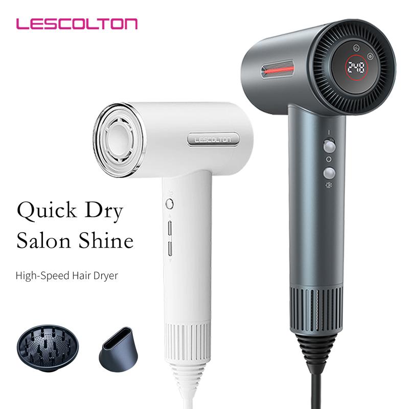 LESCOLTON Hair Dryer, Lightweight Ionic Blow Dryer 1400W Powerful High Speed, Diffuser & LED Display, 3 Air Speeds for Fast Drying, for Home Travel.christmas gift.thanksgiving gift