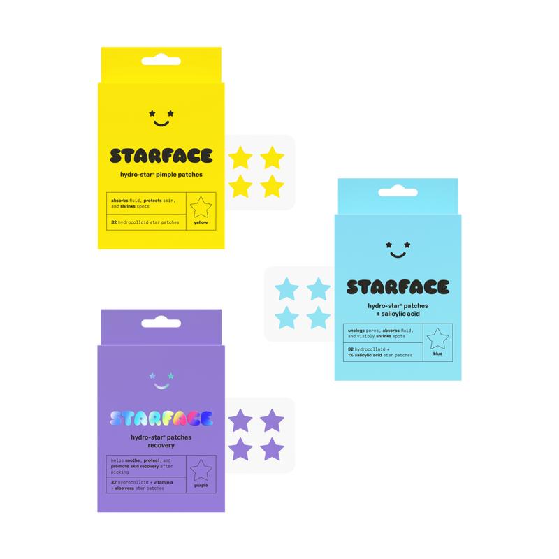 Starface Super Star Bundle: Hydro-Star, Hydro-Star + Salicylic Acid, and Hydro-Star Recovery