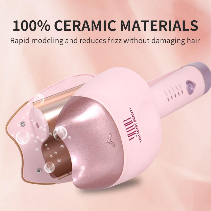 YMUB  32mm Pink Wave Curling Iron for Easy Comfort Styling Negative Ionic hairwaver comfortable handle