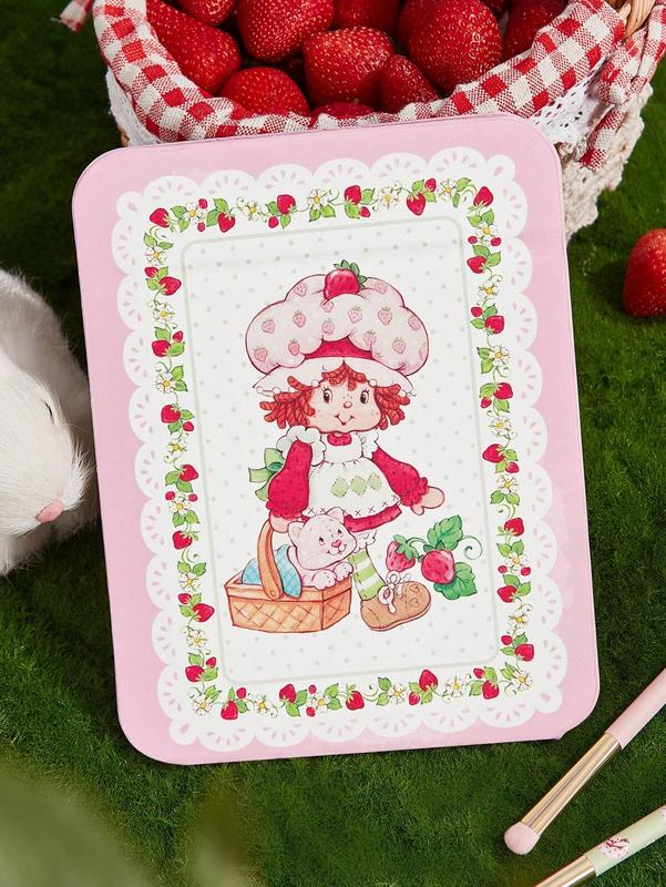 Strawberry Shortcake Cartoon Character & Strawberry Patterned Portable Folding Vanity Mirror