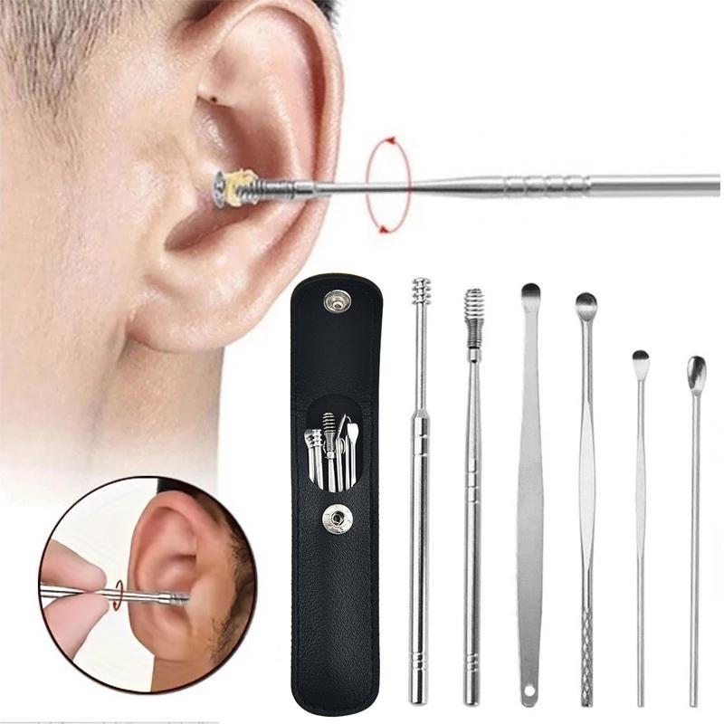 6pcs Ear Wax Cleaner Tool Set, Ear Pick with Storage Bag, Earwax Remover Tool for Adults