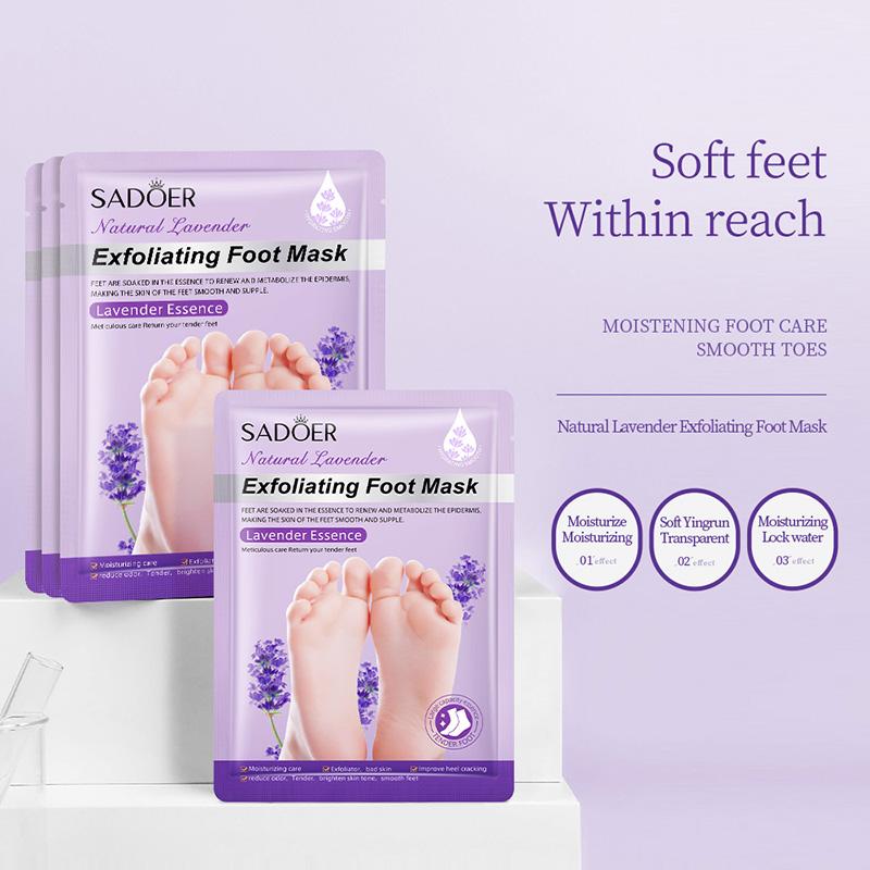 Foot Peeling Mask | Skin Care Pedicure Foot spa - Foot Mask & Foot Callus Remover with Aloe Vera Extract for Baby Soft Skin | Woman & Man | Remove Dead Skin, Cracked Feet & Callus | Lavender (10 Pairs)