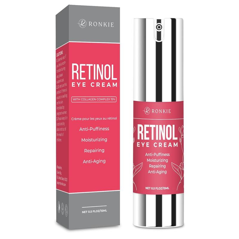 RONKIE Retinol Eye Cream for Dark Circles and Puffiness, Anti Aging Eye Cream with Hyaluronic Acid and Collagen, Under Eye Cream, Smooth Fine Lines and Hydrate Eye Area