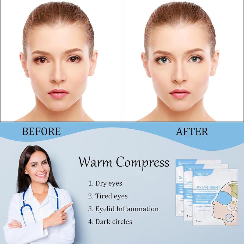 Warm Compress Eye Mask - Your Eye Care Solution! 10 packs steam eye masks disposable. Self heated for dry eyes. Warming compresses. Sleeping and travel essentials. Self heating eye masks for SPA. Relieve eye fatigue and stress.