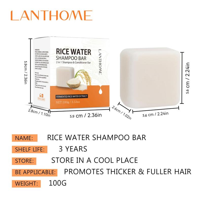 100g Rice Water Shampoo Bar, Deep Cleaning Hair Bar Soap, Hair Care & Styling Product for Men & Women