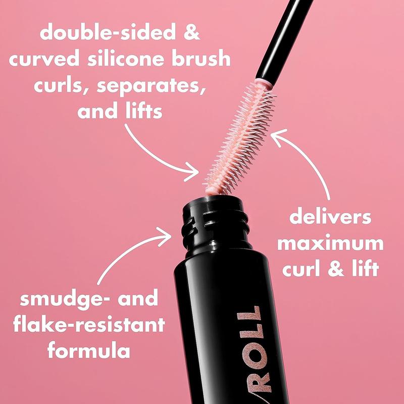 e.l.f. Lash 'N Roll Mascara, Curling Mascara For Visibly Lifted Lashes, Lifts & Separates Lashes. Long-Lasting Formula, Vegan & Cruelty-Free, Pitch Black Makeup Silicone Curler Cosmetic