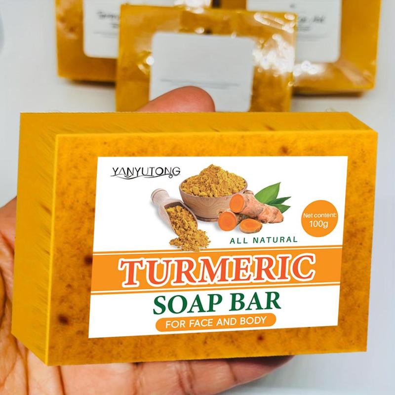 Turmeric Lemon Soap, 3 Counts Deep Cleansing Bathing and Facial Soap, Skin Care Handmade Body Soap for Women & Men