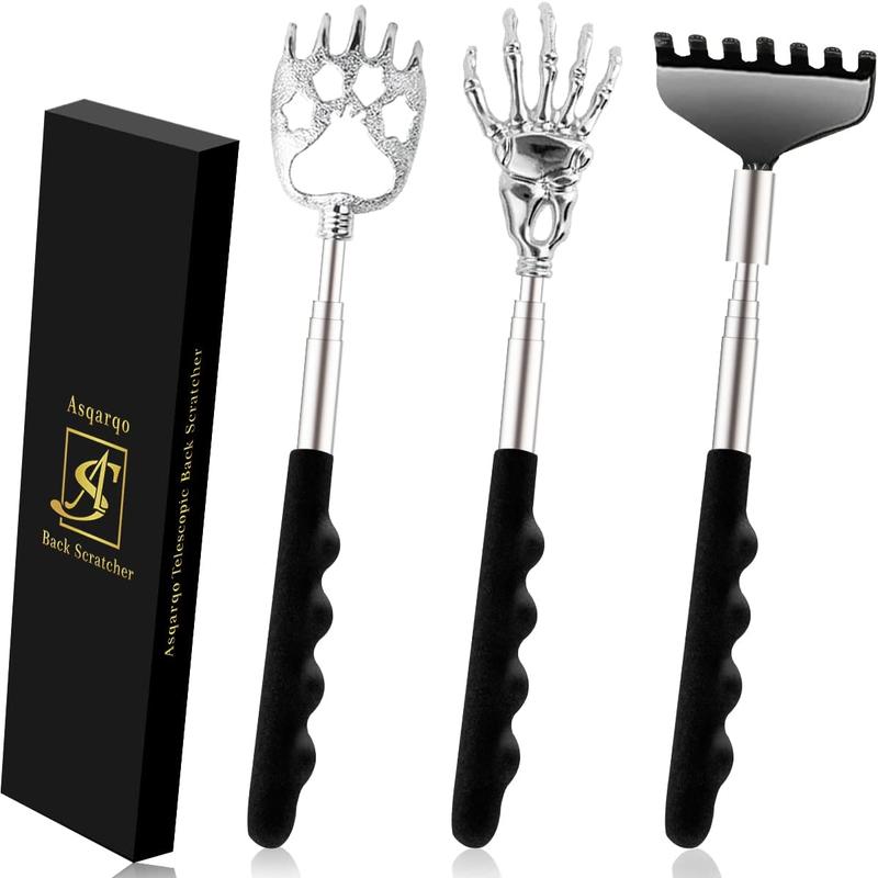 Back Scratcher 3 Pack Different Design Stainless Telescopic Back scratchers with Pretty Box, Portable Extendable Back Massager Gifts for Men or Women Stocking Stuffers Body Care Comfort