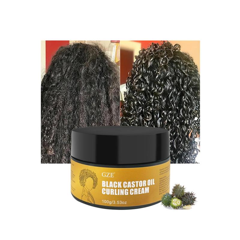 GZE Black Castor Oil Curl Defining Cream Non-Stick Hydrates & Eliminates Frizz, Hair-Smoothing Anti-Frizz Cream To Define All Curly Types & Hair Textures Curling Perfection Cream For Women And Men