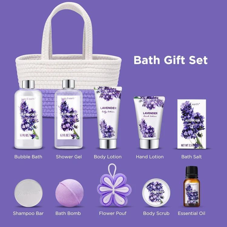 Bath and Body Set Gift Baskets for Women - Regalos Para Mujer, 11PCS Body & Earth Gift Sets with Bubble Bath, Shower Gel, Body Lotion, Lavender Spa Gifts, Spa Kit Mom Gifts, Mother's Day Easter Gifts for Women