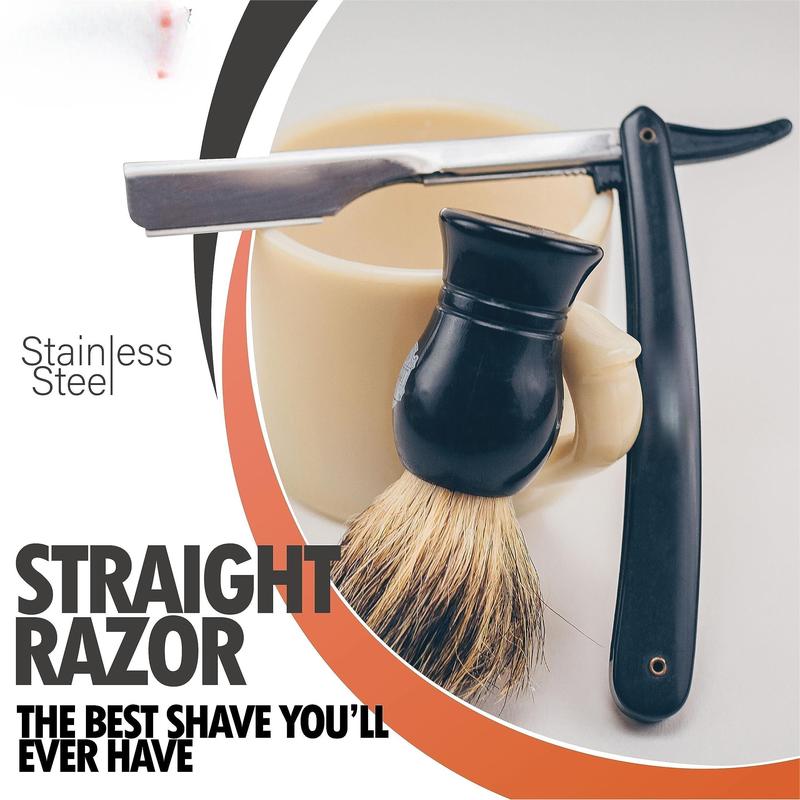 Professional Barber Straight Edge Razor with 10 Blades Men's Manual Razor Salon Quality Shaver