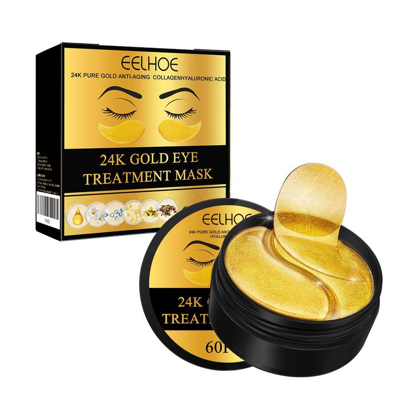 24K Gold Eye Mask 60pcs, Skincare Moisturizing Eye Mask for Soothing Dry Skin, Hydrating Personal Eye Skin Care Supplies for Daily Use, Summer Skin Care Products