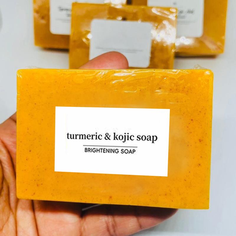 Turmeric Kojic Acid Soap, Natural Organic Turmeric Face and Body Wash Soap Bar, Deep Clean,Firm Pores, Even Out Skin Tone ,with Soap Saver Bags rain  soap Turmeric Kojic