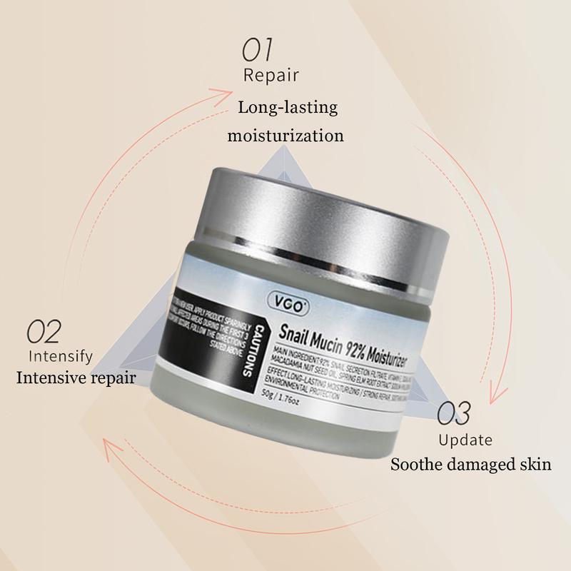 VGO-Essence Face Cream Moisturizing and Repairing Set Skincare Moisturizer-Live Cleanser Facial Daily Vitamin C Facial Serum Essence And Snail Mucin 92% Moisturizer Hydrating Moisture Comfort