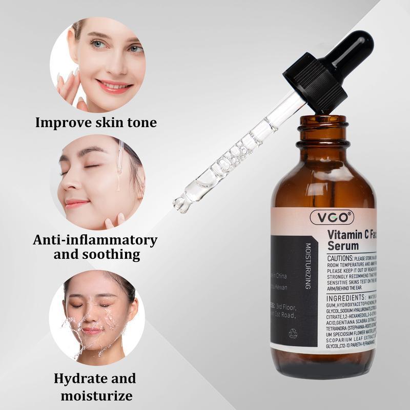 VGO Vitamin C Face Serum 30ml Vitamin E 60ml  Snail Mucin 92% Moisturising Cream   for dry and sensitive skin Reduces fine facial lines Cleansing Moisturising Skin Care Hyaluronic Acid Skin Repair Comfort Gentle Hydration