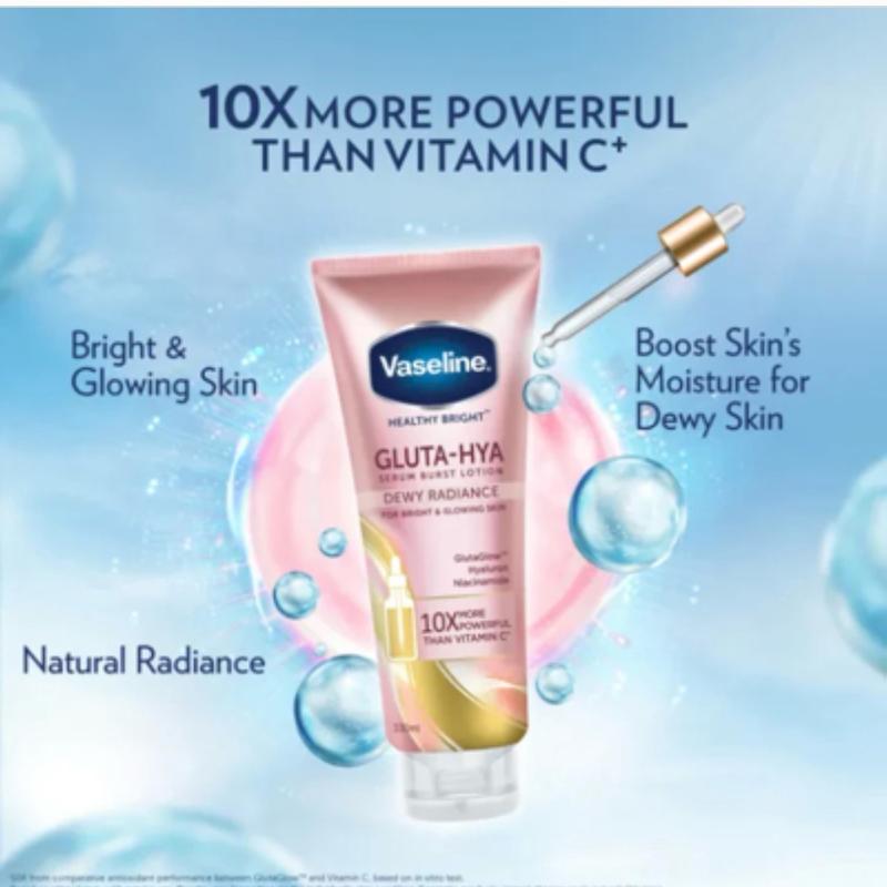 Vaseline Healthy Bright : Gluta-Hya Serum Burst Lotion Dewy Radiance  for NIGHT time use 330ml- Bright & Glowing Skin 300ml