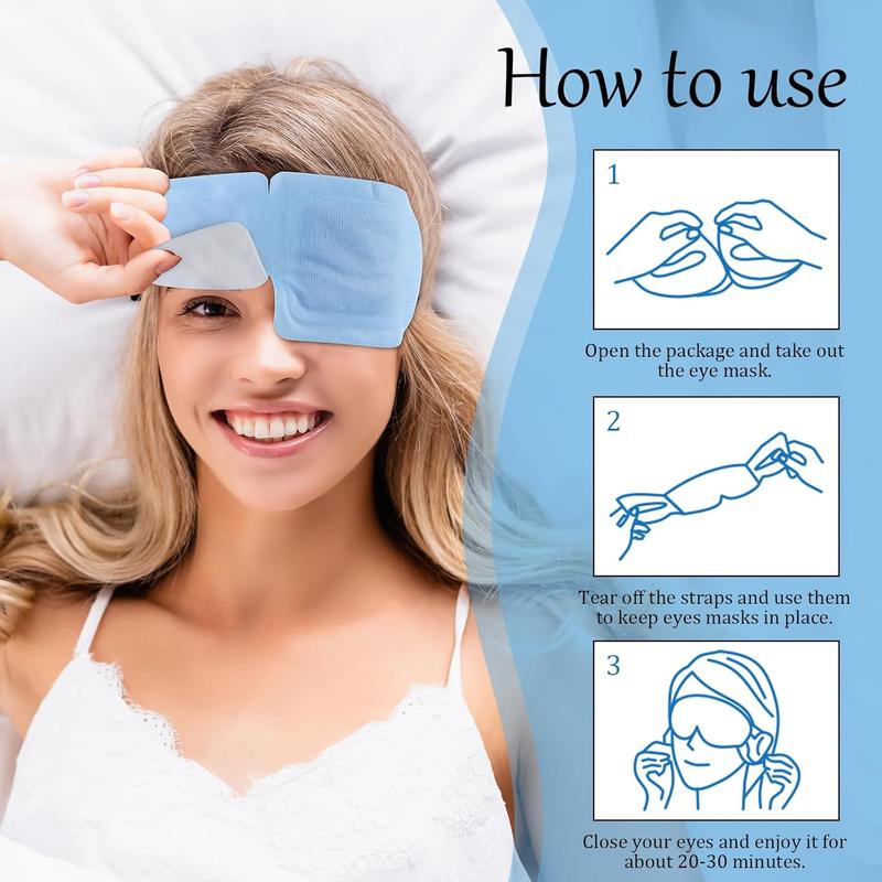 Warm Compress Eye Mask - Your Eye Care Solution! 10 packs steam eye masks disposable. Self heated for dry eyes. Warming compresses. Sleeping and travel essentials. Self heating eye masks for SPA. Relieve eye fatigue and stress.