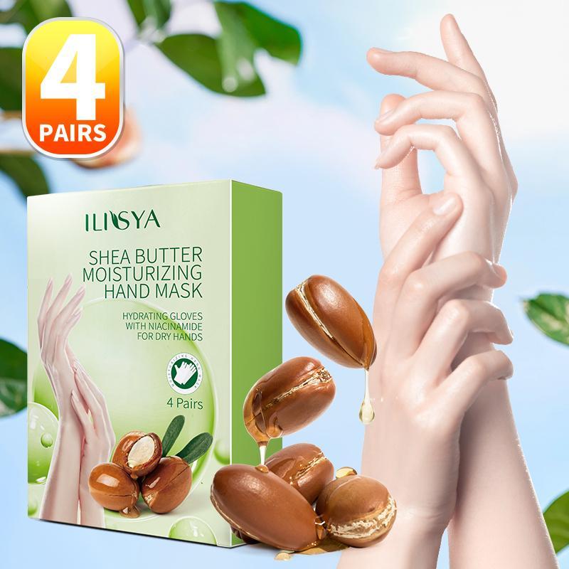 Shea Butter Moisturizing Hand Mask, 4 Pairs Comfort Hydrating Gloves with Niacinamide for Dry Hand, Hands Care Product