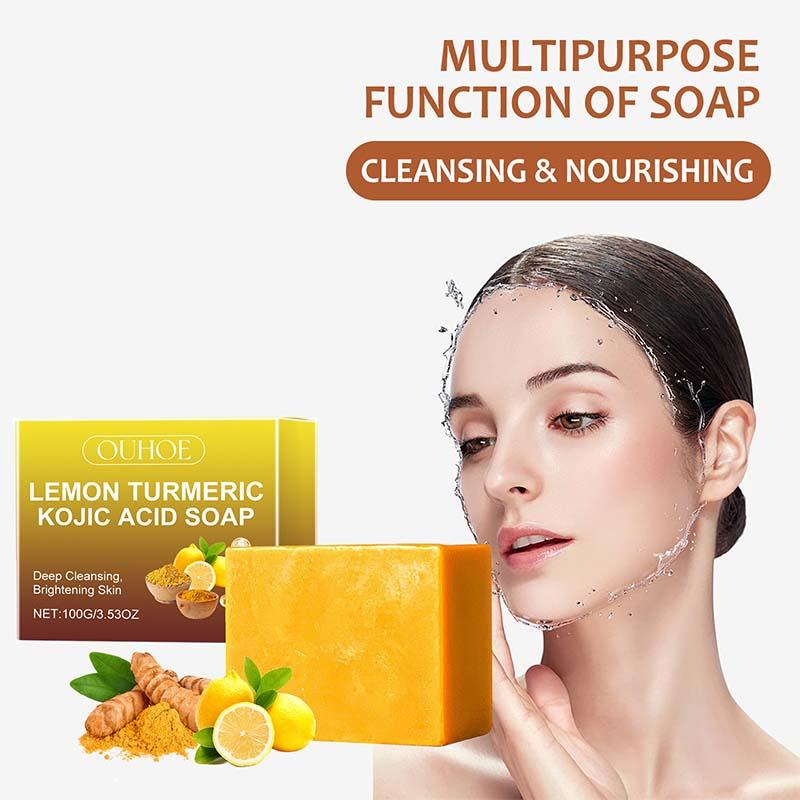 Lemon Turmeric Collagen Soap & Body Oil Set, Deep Cleansing Skin Exfoliating Body Care Set, Body Care Products for Women & Men