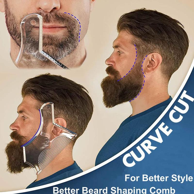 Beard Guide Shaper with Inbuilt Comb, Beard Comb Beard Shaping Template, Beard Styling Stencil for Men