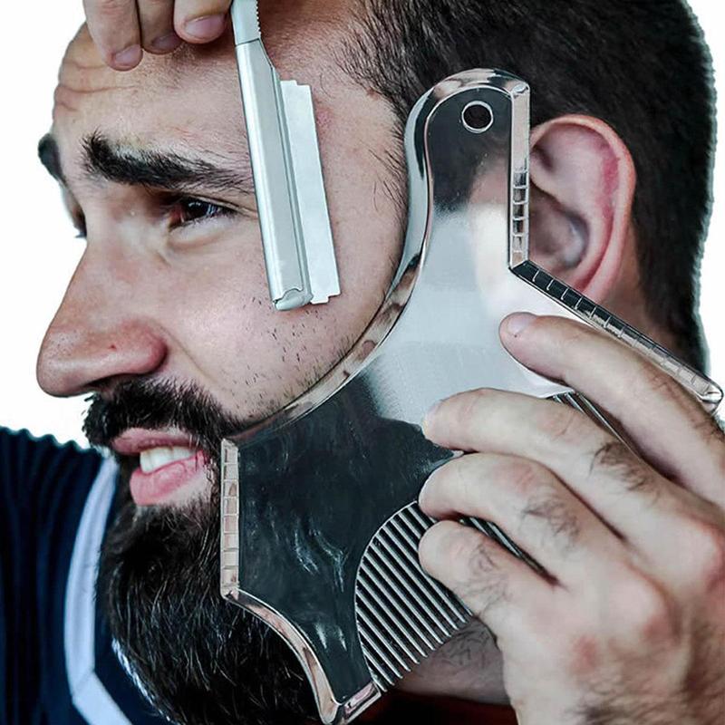 Beard Guide Shaper with Inbuilt Comb, Beard Comb Beard Shaping Template, Beard Styling Stencil for Men