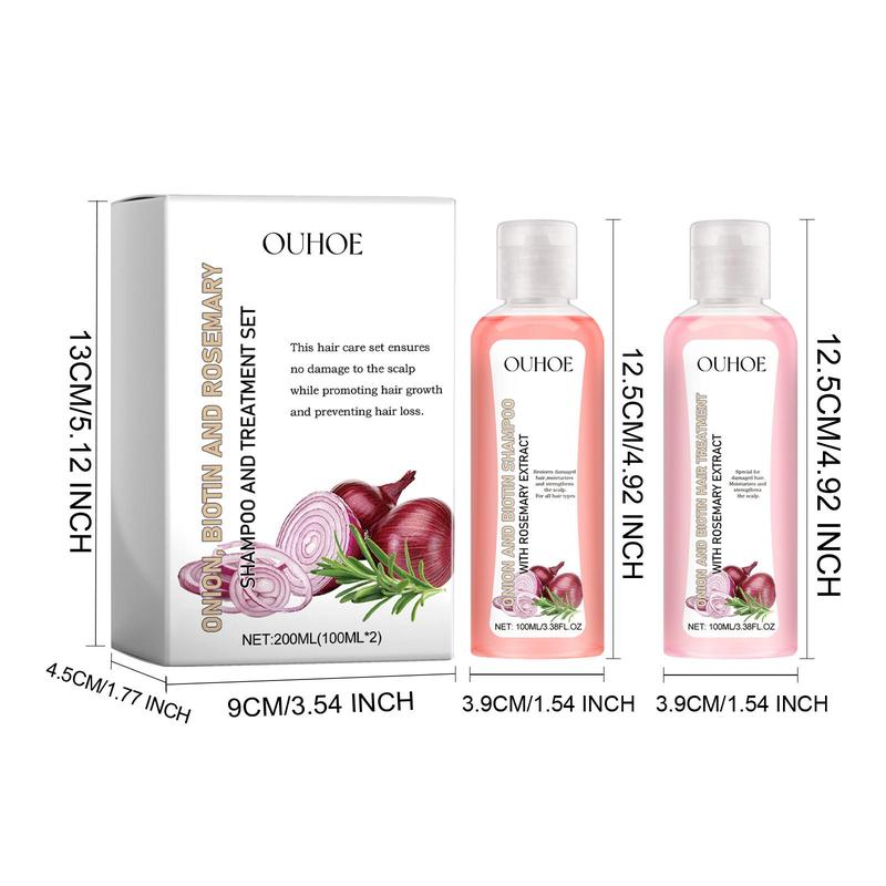 Onion Biotin Shampoo Set, Shampoo Set Containing Rosemary Onion Extract For All Hair Types