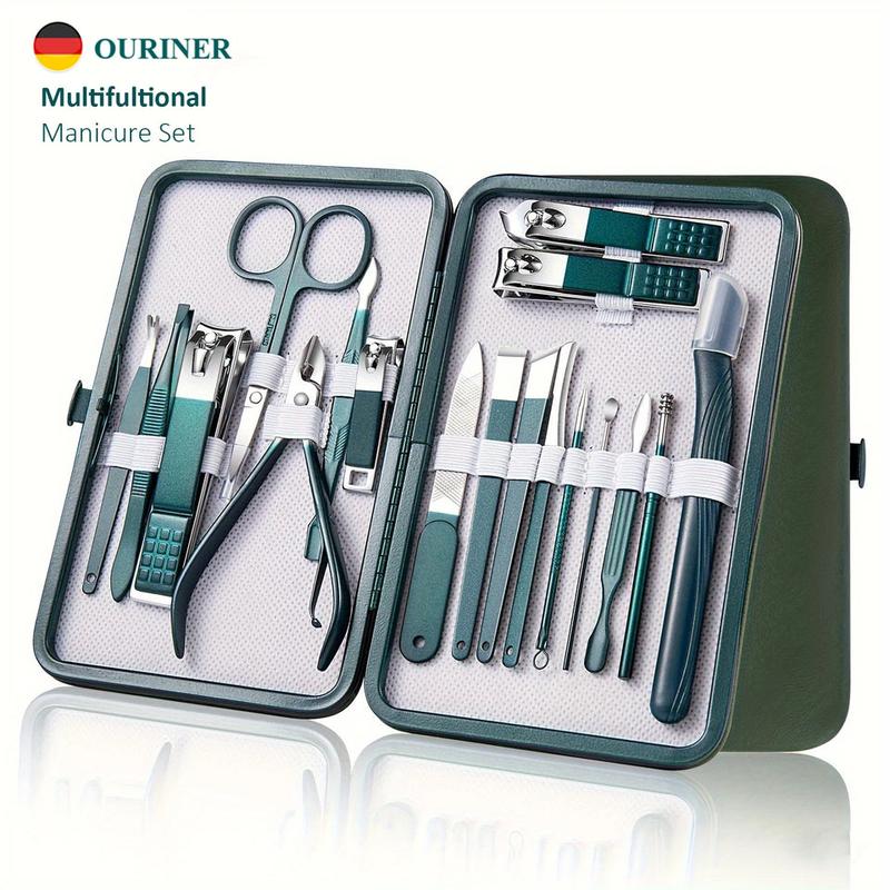 Professional 7 10 12 18 Piece Nail Care Kit Stainless Steel Manicure & Pedicure Set Nail Clipper Set with Travel Case Nail Art Cutics Electric Foot