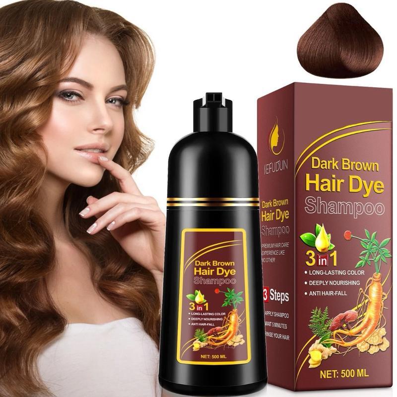 Black Hair Dye Shampoo-3-in-1 Instant HairColor with 100% Grey Coverage, HerbalIngredients, Gentle Nourishing Formula, Long.lasting Shine, Easy to Use for All Hair Types