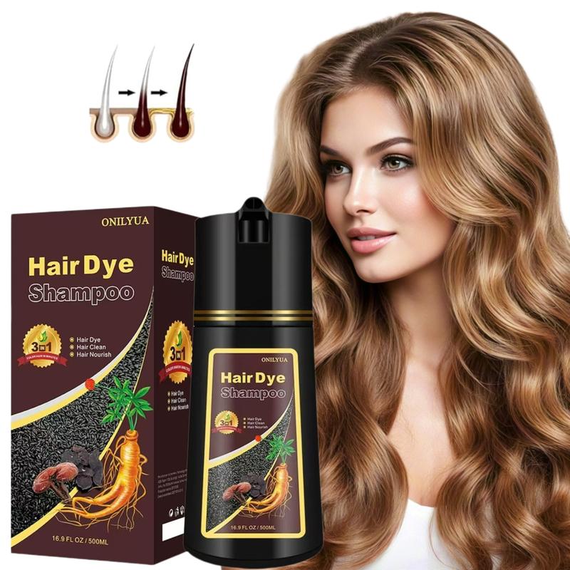 Instant Herbal Blonde Brown Hair Dye Shampoo - Natural 3-in-1 for Long-Lasting Color in 10-15 Minutes for Unisex Type Haircare, Safe & Healthy, 500ml