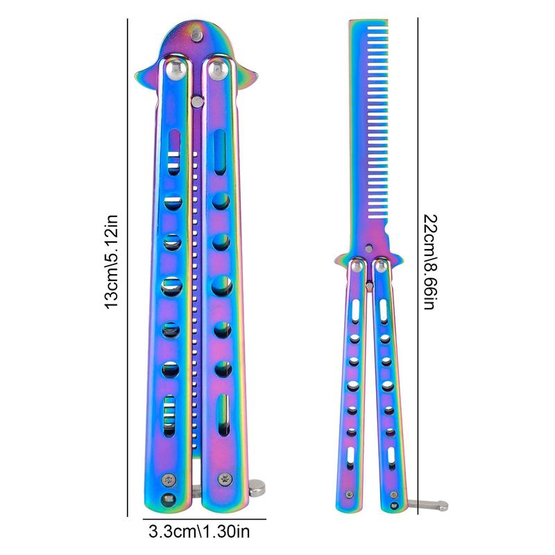 Folding Comb Set, 2 Counts set Stainless Steel Practice Training Butterfly Comb, Hair Styling Tool for Home & Salon Use, Hair Products