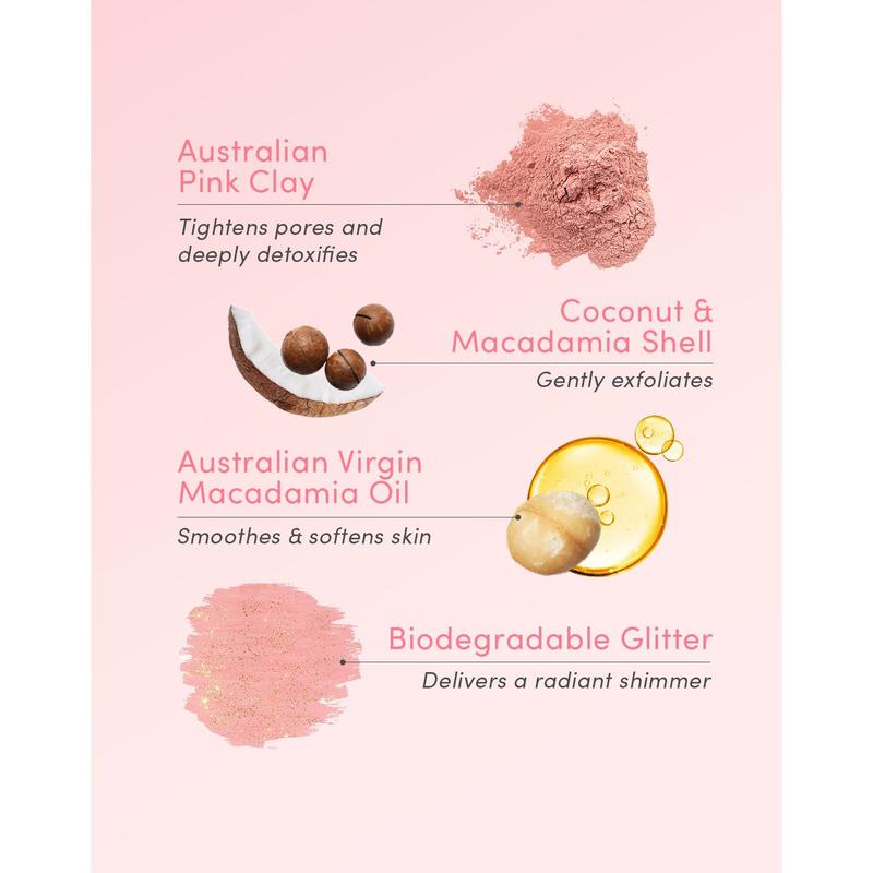 Sand&Sky Australian Pink Clay Smoothing Body Sand - Exfoliates For Silky, Glowing Skin