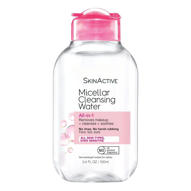 Micellar Cleansing Water, 100mL 3.4 Fl Oz, 1 count. All-in-1 for makeup removal and facial cleansing, suitable for all skin types.