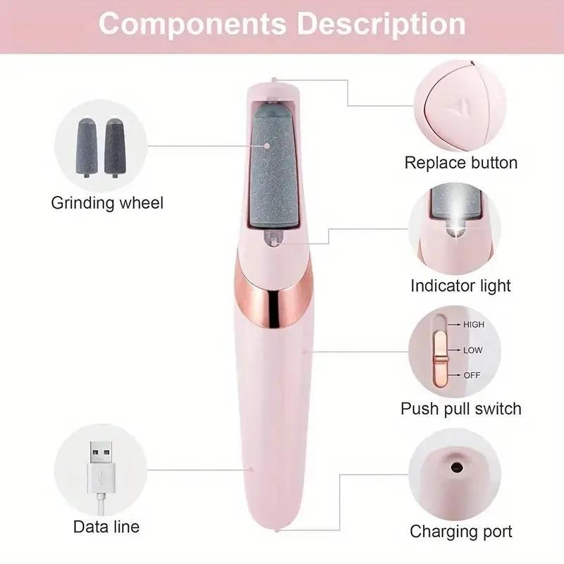 Electric Foot Callus Remover, 1 Count USB Charging Foot File Tool, Portable Foot Dead Skin Remover, Pedicure Foot Skincare Kit, Summer Gifts, Electric Callus Remover