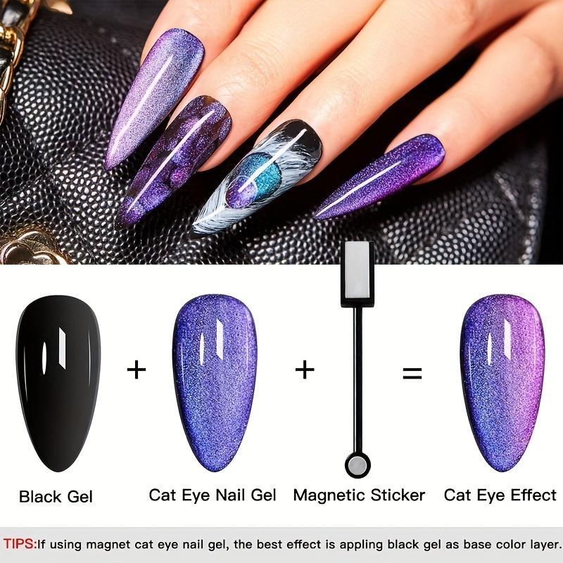 Cat Eye Gel Nail Polish, 6 Counts Creative Color Nail Polish & 1 Count Suction Stone, Color Changing Nail Polish Gift, Nail Art & Nail Polish for Women & Girls