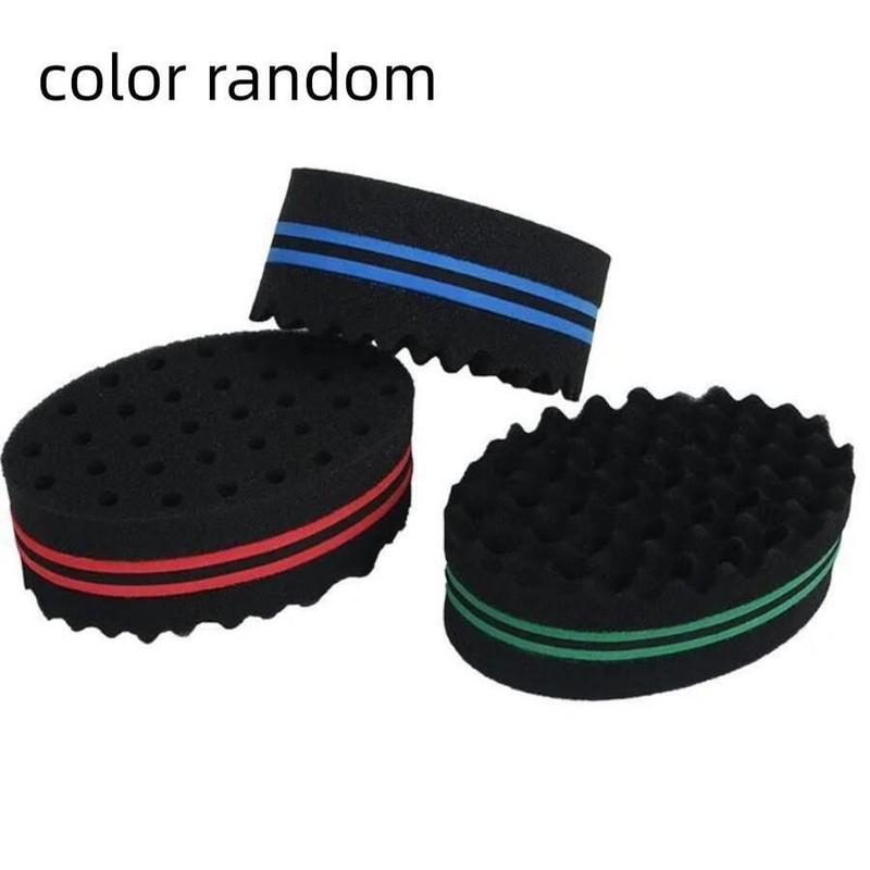 Random Color Double Sided Oval Hair Sponge Brush, Big Holes Barber Hair Brush Sponge, Afro Curl Hair Twist Sponges for Men and Women