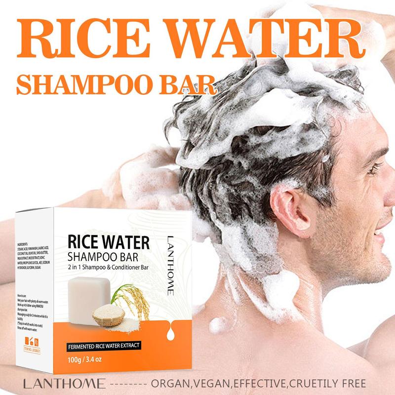 100g Rice Water Shampoo Bar, Deep Cleaning Hair Bar Soap, Hair Care & Styling Product for Men & Women