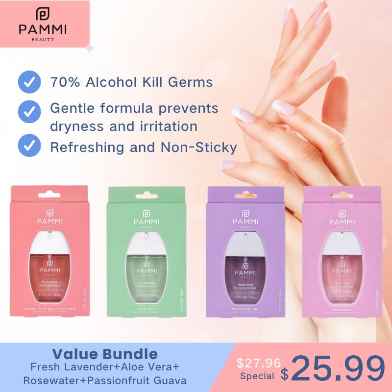 Pammi Beauty-Hydrating Hand Sanitizer Passionfruit Guava Aloe Vera Fresh Lavender Rosewater spray sanitizer Hydrating Touchless