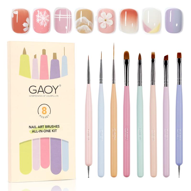 GAOY 8 Pcs Nail Brushes for Nail Art, Nail Design Tools for Nail Detail Painting, French Liner and Dotting Pens for Nail DIY