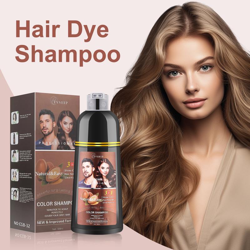 FVSHIP Brown Hair & Black Hair Dye Shampoo 3 in 1 + 99.99% Gray Hair Coveragefor Instant Hair Color Shampoo for Gray Hair Coverage Herbal Chestnut Brown & Wine red Hair Dye Shampoo Men Women 500ml