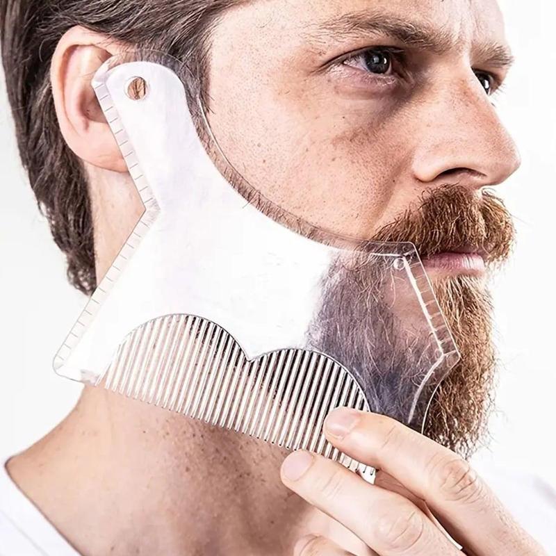 Beard Guide Shaper with Inbuilt Comb, Beard Comb Beard Shaping Template, Beard Styling Stencil for Men