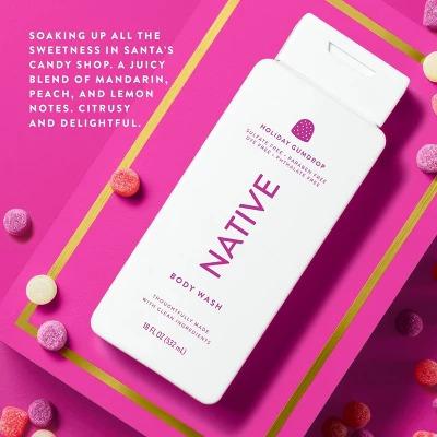 Native Limited Edition Body Wash - Holiday Gumdrop - Sulfate Free - 18 fl oz Body Care Aroma Blend Lemon Scent Sugar Winter Comfort Skin Repair Cleanser