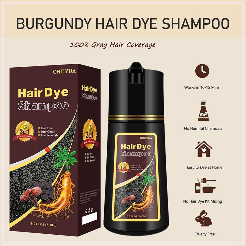 Instant Herbal Blonde Brown Hair Dye Shampoo - Natural 3-in-1 for Long-Lasting Color in 10-15 Minutes for Unisex Type Haircare, Safe & Healthy, 500ml