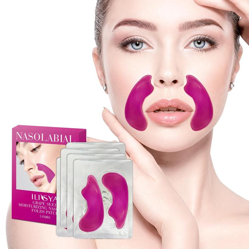 Grape Seed Extract Face Patch, 5 Pairs Moisturizing Mouth Skincare Lifting Sticker, Smooth Skin Facial Skin Care Product for Women & Men, Christmas Gift